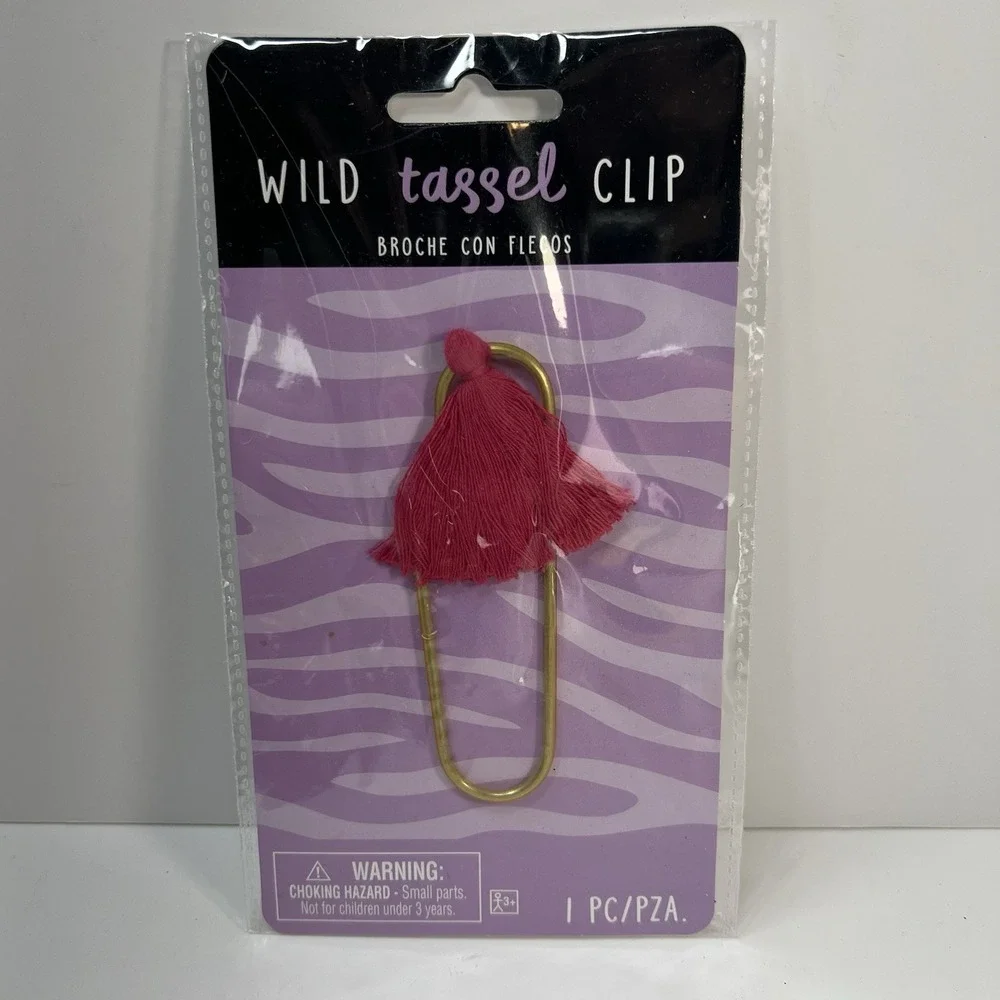 Amscan Wild Tassel Clip Unisex Pink New Boho Gold Tone Oversized Pin Accessory